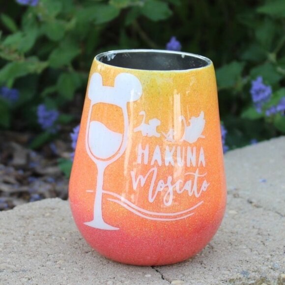 12 Oz Stainless Steel Custom Designed Stemless Wine Tumbler-Sunset Ombre Glitter - Picture 1 of 6